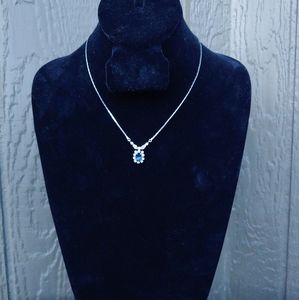 Blue Sapphire stone silver metal necklace